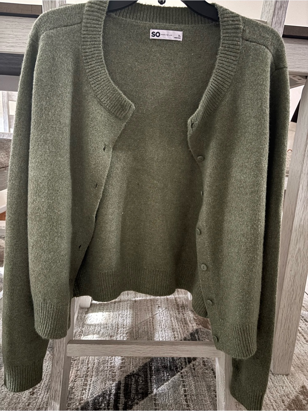 SO Olive Green Button-Front Women's Cardigan